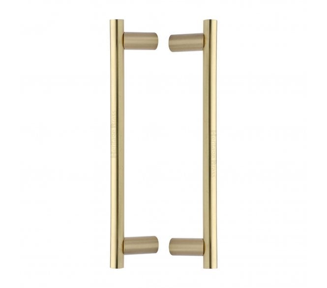 Heritage Brass Round Bar Back to Back Door Pull Handles - Satin Brass