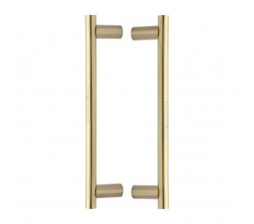 Heritage Brass Round Bar Back to Back Door Pull Handles - Satin Brass
