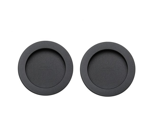 Heritage Brass Round Sliding Door Flush Pulls - Matt Black (Pair)
