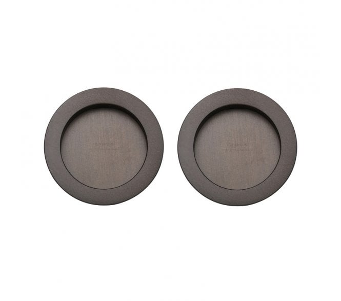 Heritage Brass Round Sliding Door Flush Pulls - Matt Bronze (Pair)