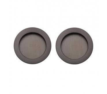 Heritage Brass Round Sliding Door Flush Pulls - Matt Bronze (Pair)
