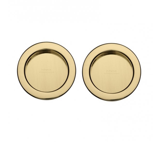 Heritage Brass Round Sliding Door Flush Pulls - Polished Brass (Pair)