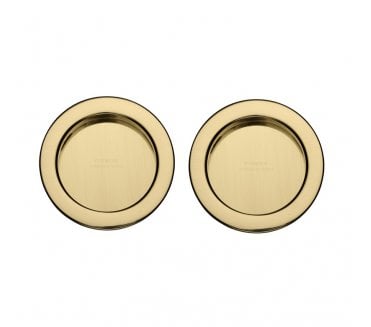 Heritage Brass Round Sliding Door Flush Pulls - Polished Brass (Pair)