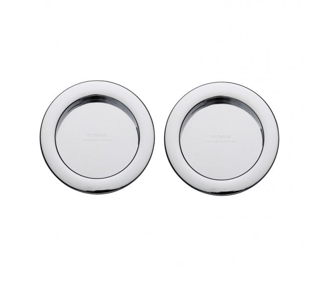 Heritage Brass Round Sliding Door Flush Pulls - Polished Chrome (Pair)