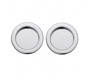 Heritage Brass Round Sliding Door Flush Pulls - Polished Chrome (Pair)