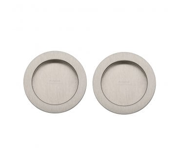 Heritage Brass Round Sliding Door Flush Pulls - Satin Nickel (Pair)