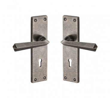 Heritage Brass RPW Bridgnorth Door Handles On Backplate - Rustic Pewter