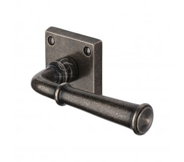 Heritage Brass RPW1933 Claverley Door Handles On Square Roses - Rustic Pewter