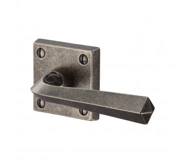 Heritage Brass RPW1953 Donnington Door Handles On Square Roses - Rustic Pewter