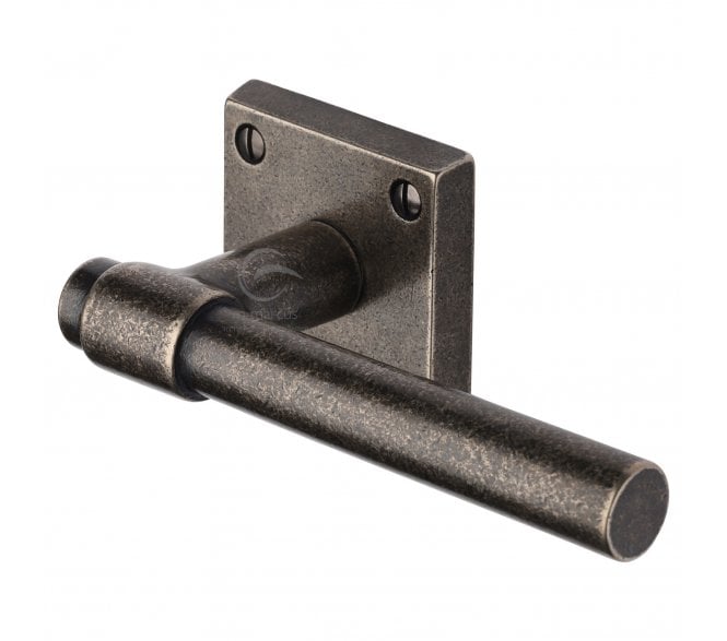 Heritage Brass RPW2390 Fountain Door Handles On Square Roses - Rustic Pewter