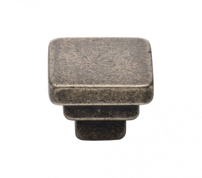 Heritage Brass RPW3672 Square Stepped Cabinet Knobs - Rustic Pewter