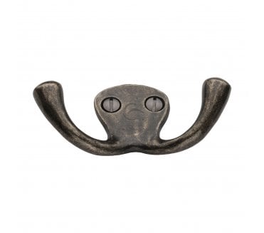 Heritage Brass RPW386 Double Coat Hook - Rustic Pewter
