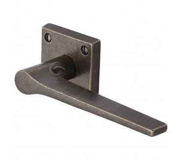 Heritage Brass RPW4189 Gio Door Handles On Square Roses - Rustic Pewter