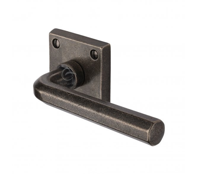 Heritage Brass RPW4545 Octave Door Handles On Sqaure Roses - Rustic Pewter