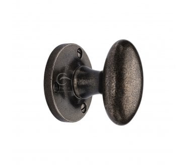 Heritage Brass RPW4555 Knowle Mortice Knobs On Roses - Rustic Pewter