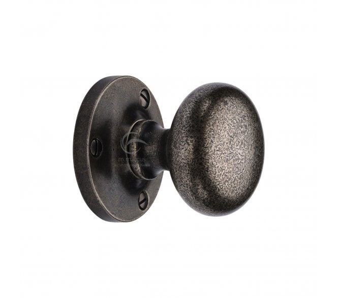 Heritage Brass RPW4975 Alveley Mortice Knobs On Roses - Rustic Pewter
