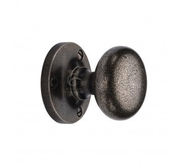 Heritage Brass RPW4975 Alveley Mortice Knobs On Roses - Rustic Pewter