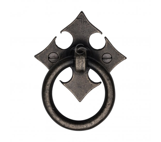 Heritage Brass RPW6331 Fleur-De-Lys Ring Cabinet Drop Pull - Rustic Pewter