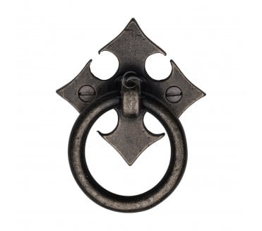 Heritage Brass RPW6331 Fleur-De-Lys Ring Cabinet Drop Pull - Rustic Pewter