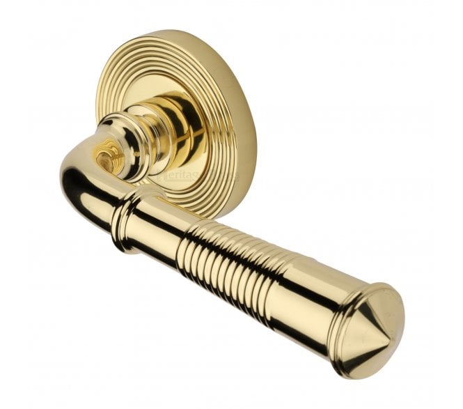 Heritage Brass RR1935 Bridgetown Lever on Reeded Rose - Polished Brass