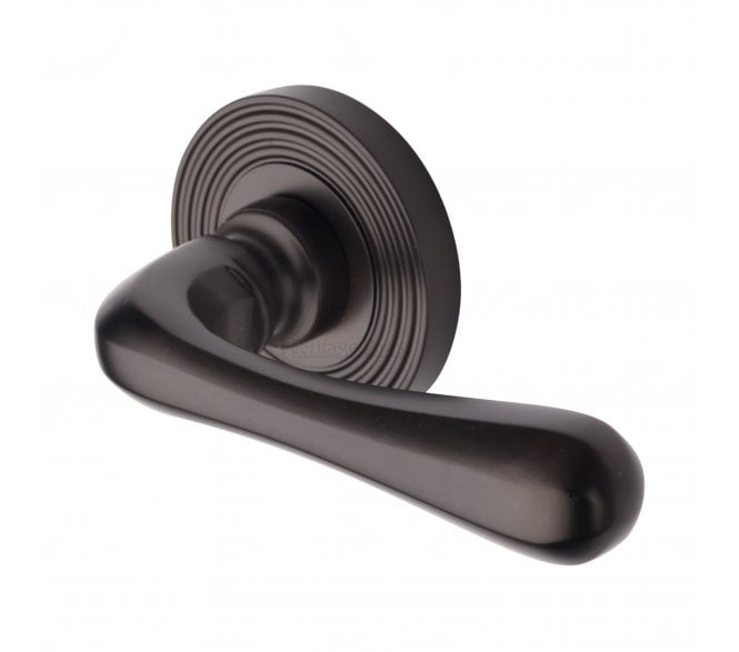 Heritage Brass RR3022 Charlbury Lever on Reeded Rose - Matt Bronze