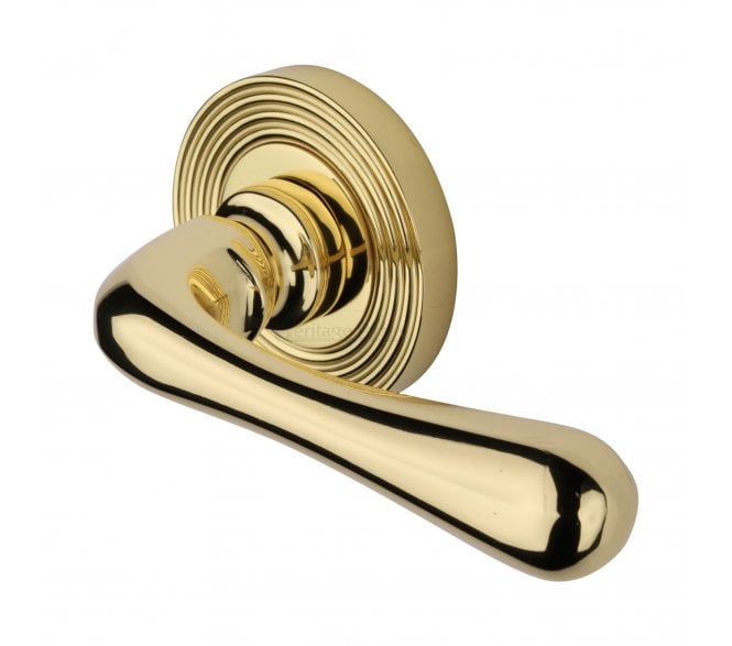 Heritage Brass RR3022 Charlbury Lever on Reeded Rose - Polished Brass