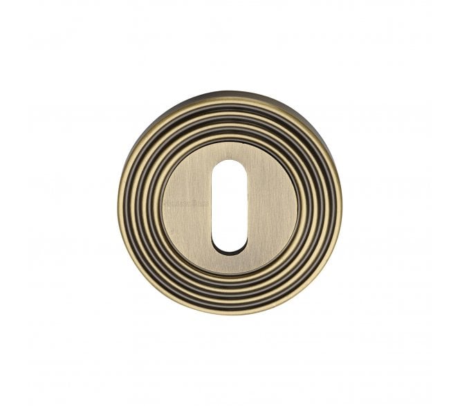 Heritage Brass RR4000 Reeded Standard Key Escutcheon - Antique Brass