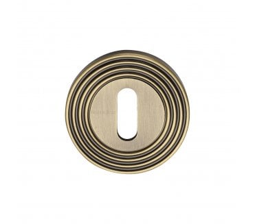 Heritage Brass RR4000 Reeded Standard Key Escutcheon - Antique Brass