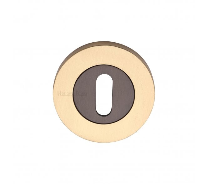 Heritage Brass RR4000 Reeded Standard Key Escutcheon - Matt Bronze/Satin Brass