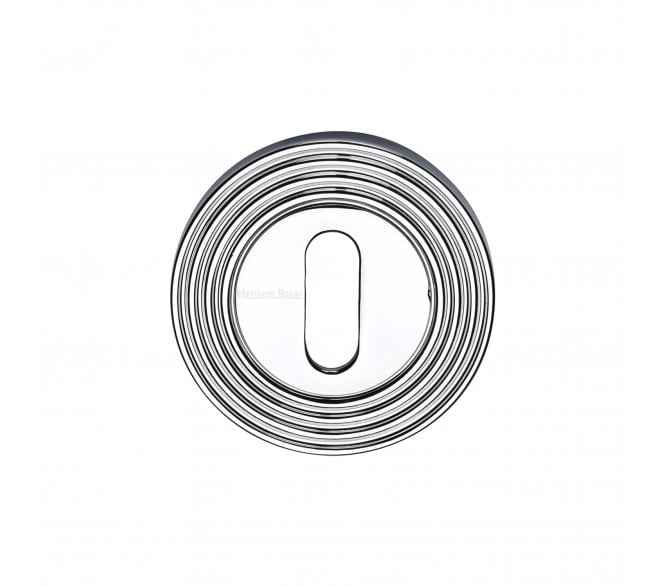 Heritage Brass RR4000 Reeded Standard Key Escutcheon - Polished Chrome