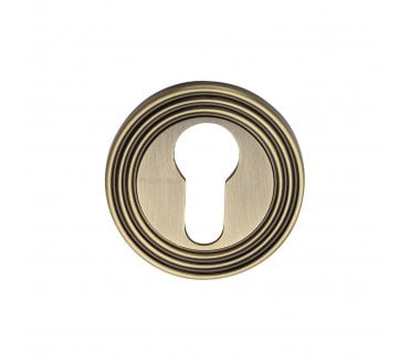 Heritage Brass RR4020 Reeded Euro Profile Cylinder Escutcheon - Antique Brass