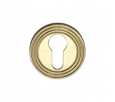 Heritage Brass RR4020 Reeded Euro Profile Cylinder Escutcheon - Polished Brass