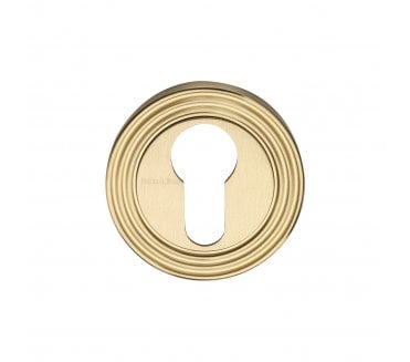 Heritage Brass RR4020 Reeded Euro Profile Cylinder Escutcheon - Satin Brass