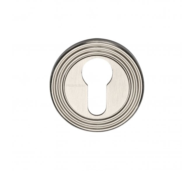 Heritage Brass RR4020 Reeded Euro Profile Cylinder Escutcheon - Satin Nickel
