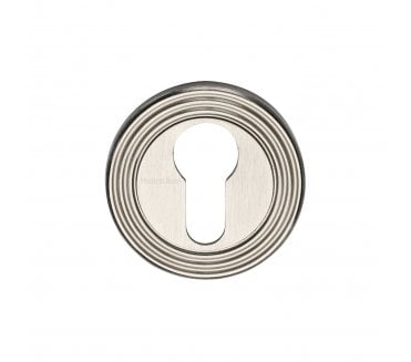 Heritage Brass RR4020 Reeded Euro Profile Cylinder Escutcheon - Satin Nickel