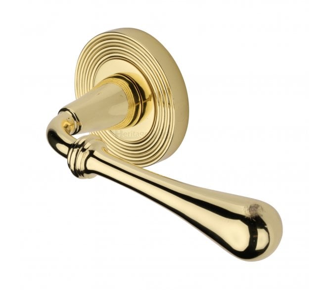 Heritage Brass RR7156 Roma Reeded Lever On Rose - Polished Brass