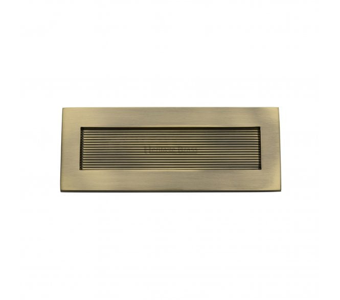 Heritage Brass RR852 Reeded Letterplate - 254x101mm - Antique Brass