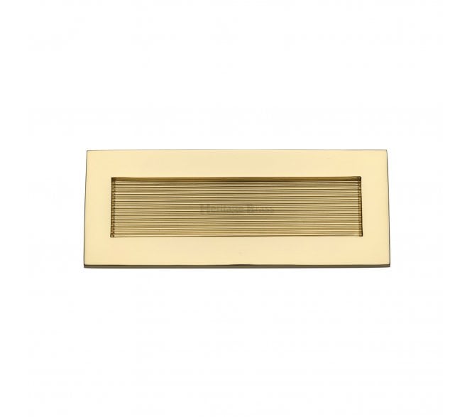 Heritage Brass RR852 Reeded Letterplate - 254x101mm - Polished Brass
