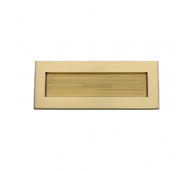 Heritage Brass RR852 Reeded Letterplate - 254x101mm - Satin Brass