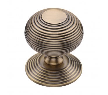 Heritage Brass RR906 Reeded Centre Door Knob - Antique Brass