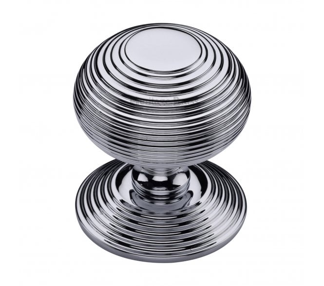 Heritage Brass RR906 Reeded Centre Door Knob - Polished Chrome