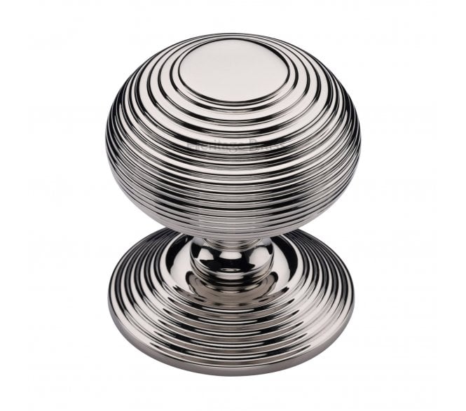 Heritage Brass RR906 Reeded Centre Door Knob - Polished Nickel