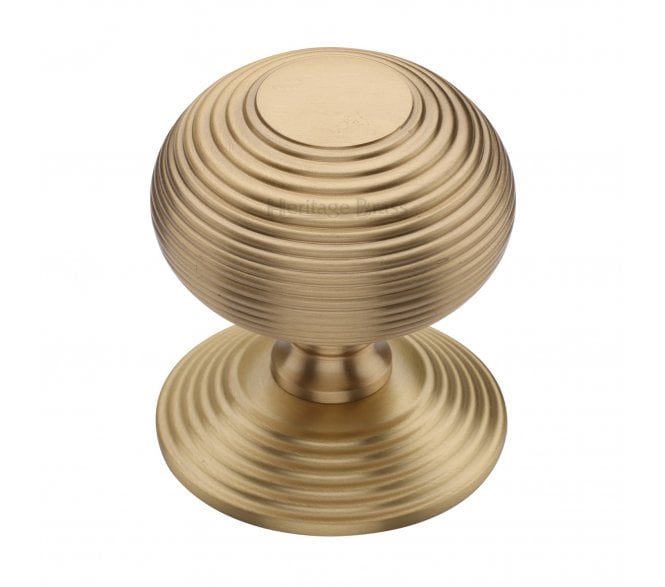 Heritage Brass RR906 Reeded Centre Door Knob - Satin Brass