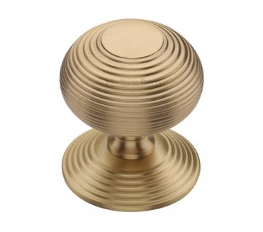 Heritage Brass RR906 Reeded Centre Door Knob - Satin Brass