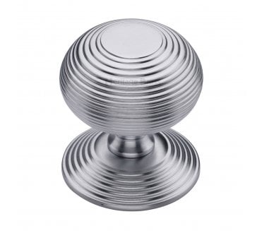 Heritage Brass RR906 Reeded Centre Door Knob - Satin Chrome