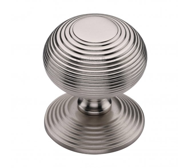 Heritage Brass RR906 Reeded Centre Door Knob - Satin Nickel
