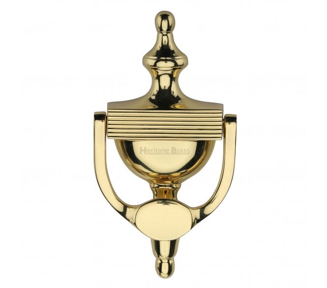 Heritage Brass RR912 Reeded Urn Door Knocker - 195mm - Polished Brass