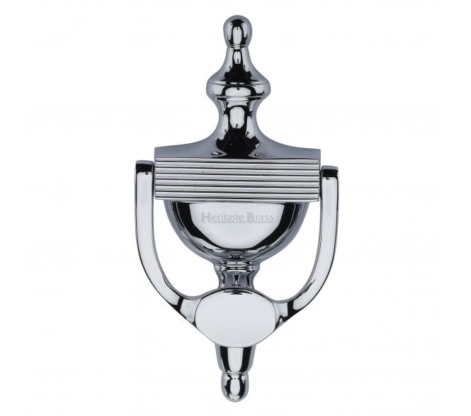 Heritage Brass RR912 Reeded Urn Door Knocker - 195mm - Polished Chrome