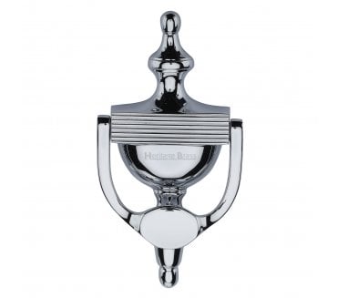 Heritage Brass RR912 Reeded Urn Door Knocker - 195mm - Polished Chrome