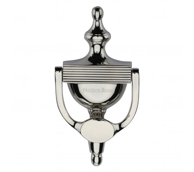 Heritage Brass RR912 Reeded Urn Door Knocker - 195mm - Polished Nickel